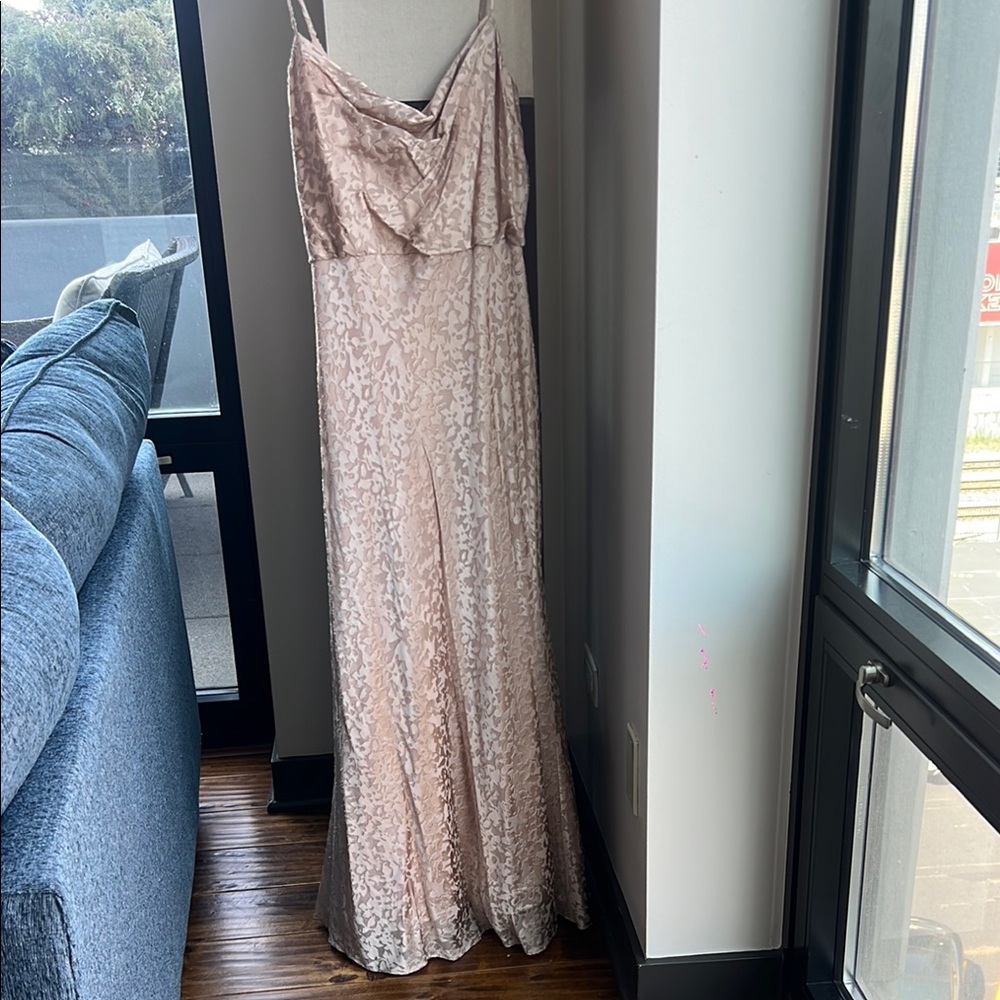 Jenny Yoo Blush Lace Maxi Dress